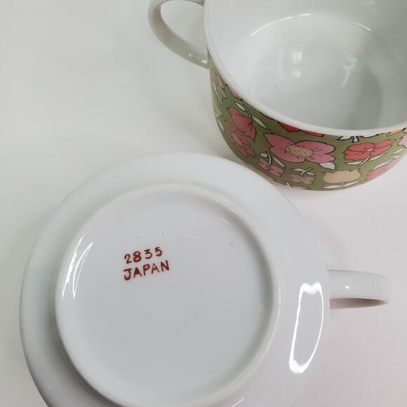 Flower Soup Mugs 2835 JAPAN Set of 2 Cups Coffee Retro 70's Vintage - Picture 5 of 8